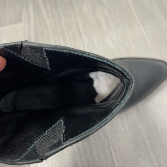 VINCE Erving Western Ankle Bootie Black Leather Stacked Heel Pointed Toe Boots 6 - Picture 11 of 16